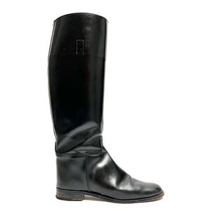 Vintage 1970s men's black leather knee high equestrian English riding boots